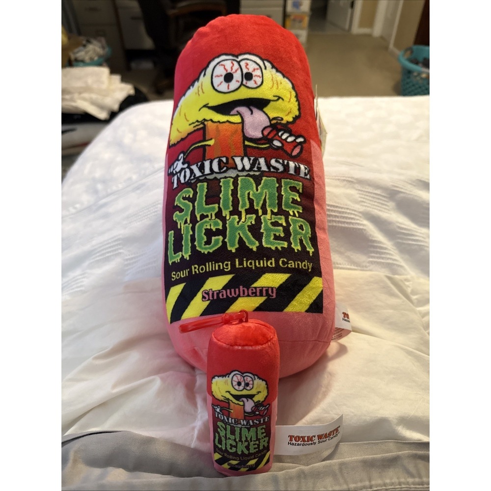 Toxic Waste Slime Licker Strawberry Candy 13" Plush & Beanie 4" Keychain (Abby)